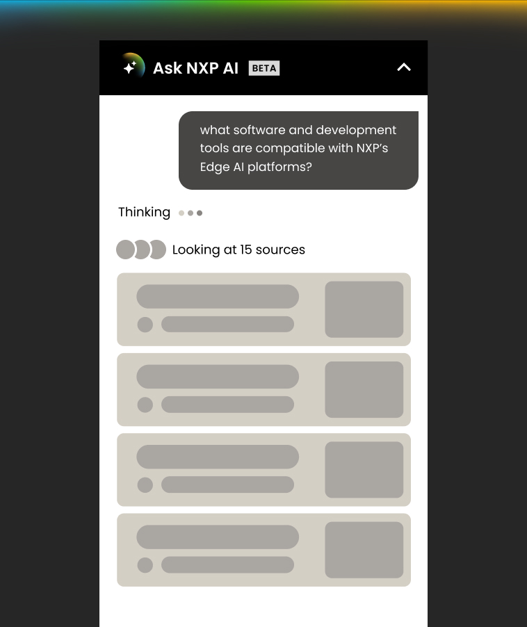 Trying to connect the dots? Ask NXP AI to bring together relevant information across topics Image
